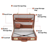 LOCKCURX Briefcases for Men, Anti - Theft Dual Lock Briefcase with 16 Inch Laptop Compartment, Waterproof Faux Leather, Brief Cases Men with Multi File Organizer, Perfect for Office, Travel (Brown)