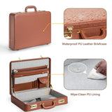 LOCKCURX Briefcases for Men, Anti - Theft Dual Lock Briefcase with 16 Inch Laptop Compartment, Waterproof Faux Leather, Brief Cases Men with Multi File Organizer, Perfect for Office, Travel (Brown)