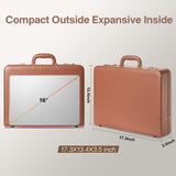 LOCKCURX Briefcases for Men, Anti - Theft Dual Lock Briefcase with 16 Inch Laptop Compartment, Waterproof Faux Leather, Brief Cases Men with Multi File Organizer, Perfect for Office, Travel (Brown)