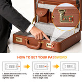 LOCKCURX Briefcases for Men, Anti - Theft Dual Lock Briefcase with 16 Inch Laptop Compartment, Waterproof Faux Leather, Brief Cases Men with Multi File Organizer, Perfect for Office, Travel (Brown)