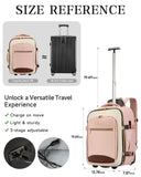 LOEUO Carry On Backpack with Wheels for Adults, Airline Approved Rolling Backpack for Women, Foldable Bottom Travel Laptop Backpack (Pink)