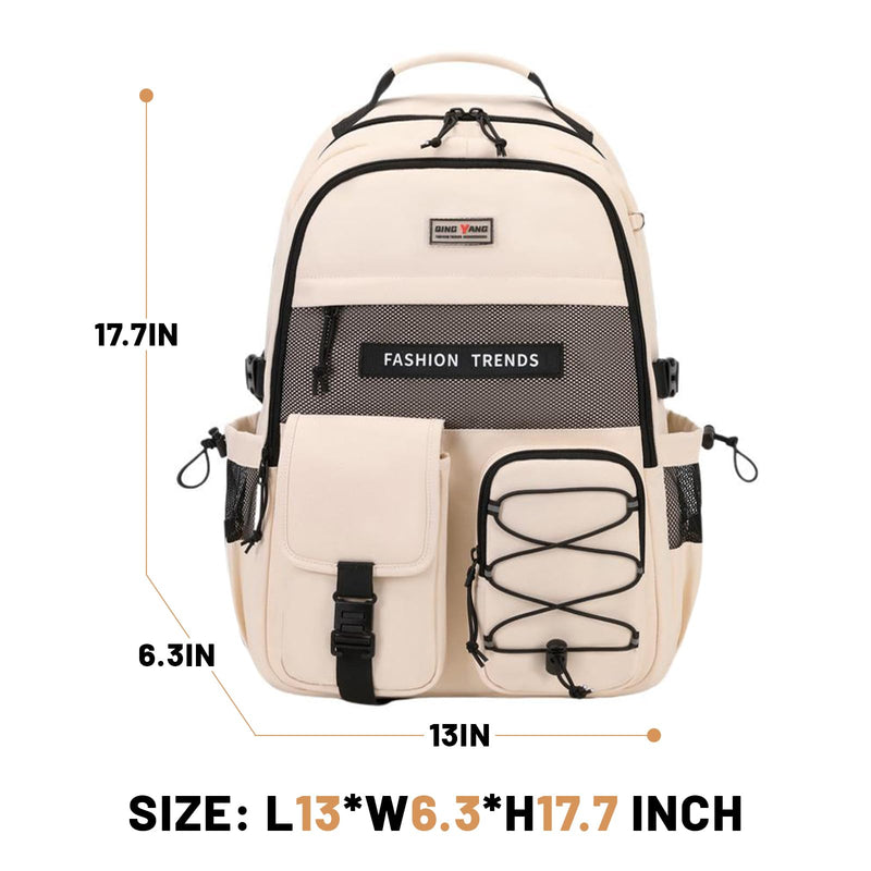 Lohol Multi - Pocket Backpack with 15.6 inch Laptop Compartment, Water Resistant Bookbag for School College and Travel (Grey