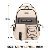 Lohol Multi - Pocket Backpack with 15.6 inch Laptop Compartment, Water Resistant Bookbag for School College and Travel (Grey