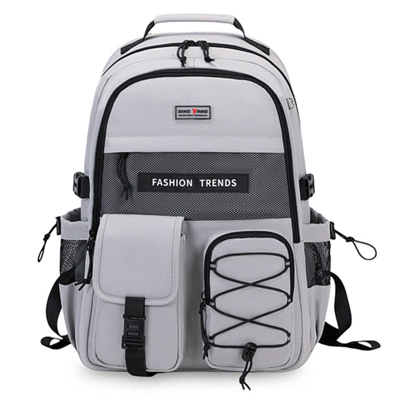 Lohol Multi - Pocket Backpack with 15.6 inch Laptop Compartment, Water Resistant Bookbag for School College and Travel (Grey