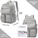 Lohol Water Resistant Backpack with Multifunctional Pockets for Teens, Durable Bookbag fits 15.6 inch Laptop for School Travel College, 25L (Grey)