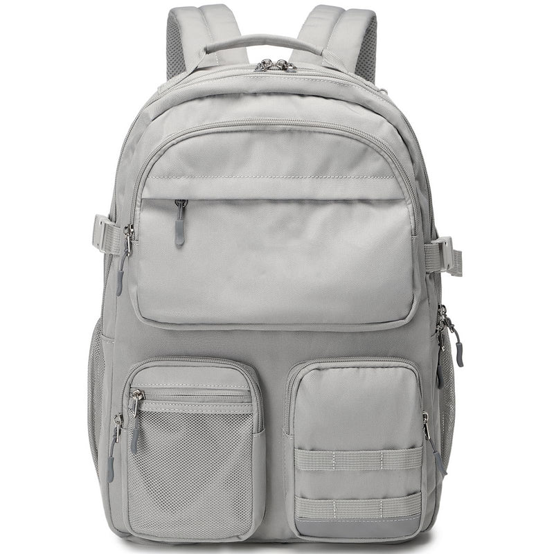 Lohol Water Resistant Backpack with Multifunctional Pockets for Teens, Durable Bookbag fits 15.6 inch Laptop for School Travel College, 25L (Grey)