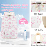 LOIDOU Girls School Backpack Set 3 - in - 1, Water - Resistant Bookbag with Lunch Bag & Pencil Case, Lightweight Kids Backpack for Elementary & Middle School, Cute Pink Bow Design Gifts for Teen Girls