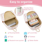 LOIDOU Girls School Backpack Set 3 - in - 1, Water - Resistant Bookbag with Lunch Bag & Pencil Case, Lightweight Kids Backpack for Elementary & Middle School, Cute Pink Bow Design Gifts for Teen Girls