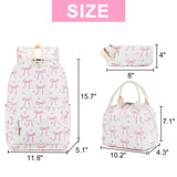 LOIDOU Girls School Backpack Set 3 - in - 1, Water - Resistant Bookbag with Lunch Bag & Pencil Case, Lightweight Kids Backpack for Elementary & Middle School, Cute Pink Bow Design Gifts for Teen Girls