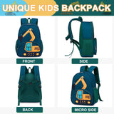 LOIDOU Toddler Backpack Boy for 4 - 8, Preschool Kindergarten Kids Backpack for School, 15 Inch Toddler Daycare Travel Backpacks with Chest Strap, Excavator Construction Truck Backpacks for Kids