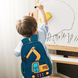 LOIDOU Toddler Backpack Boy for 4 - 8, Preschool Kindergarten Kids Backpack for School, 15 Inch Toddler Daycare Travel Backpacks with Chest Strap, Excavator Construction Truck Backpacks for Kids