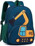LOIDOU Toddler Backpack Boy for 4 - 8, Preschool Kindergarten Kids Backpack for School, 15 Inch Toddler Daycare Travel Backpacks with Chest Strap, Excavator Construction Truck Backpacks for Kids
