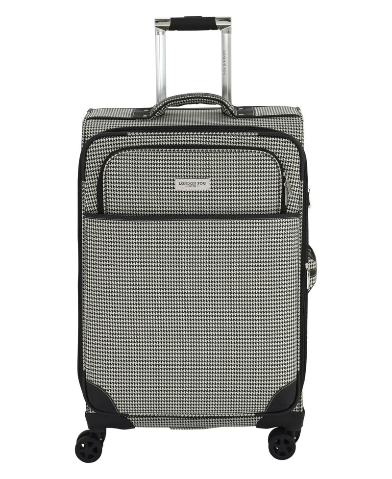 London Fog Cambridge 25" Expandable Softside Spinner, Black White Houndstooth
