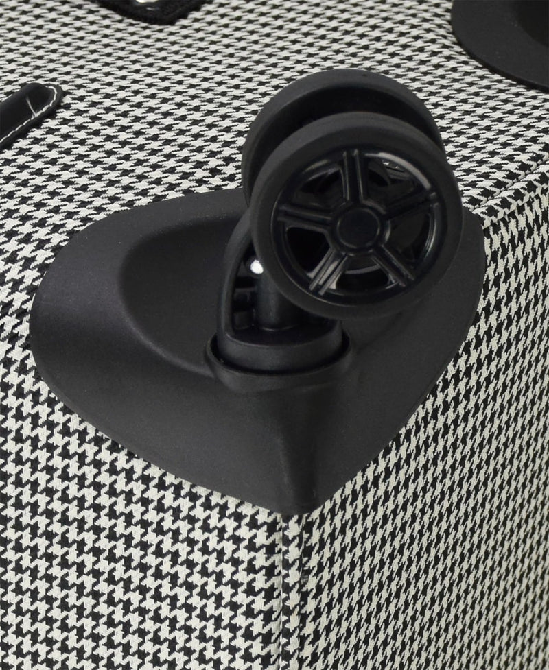 London Fog Cambridge 25" Expandable Softside Spinner, Black White Houndstooth
