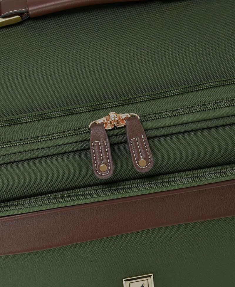 London Fog Nottingham 20 Inch Expandable Spinner Carry on Softside Suitcase, Olive Chestnut