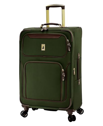 London Fog Nottingham 25 Inch Expandable Spinner Softside Suitcase, Olive Chestnut | Backpacks4Less