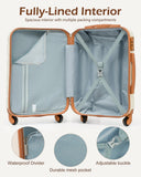 LONG VACATION 6 Piece ABS+PC Hardshell Luggage Set with Spinner Wheels, Lightweight suitcase set with TSA Lock & YKK Zipper