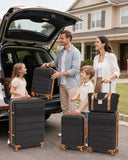 LONG VACATION 6 Piece ABS+PC Hardshell Luggage Set with Spinner Wheels, Lightweight suitcase set with TSA Lock & YKK Zipper