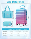 LONG VACATION Carry On Luggage Sets 3 Piece 20 Inch Suitcase Set, ABS+PC Hardshell Lightweight Travel Luggage with Spinner Wheels & YKK Zipper TSA Lock (Blue and Pink, 20 INCH)