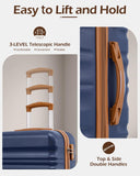 LONG VACATION Carry On Luggage Sets 3 Piece 20 Inch Suitcase Set, ABS+PC Hardshell Lightweight Travel Luggage with Spinner Wheels & YKK Zipper TSA Lock (NAVY, 20 Inch)