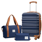 LONG VACATION Carry On Luggage Sets 3 Piece 20 Inch Suitcase Set, ABS+PC Hardshell Lightweight Travel Luggage with Spinner Wheels & YKK Zipper TSA Lock (NAVY, 20 Inch)