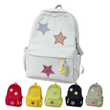 LONGSILVER Star Backpack Kawaii Large Capacity Aesthetic Rucksack Cute Accessories Bag for Woman Light-hearted Mori (Gray,Large)