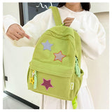 LONGSILVER Star Backpack Kawaii Large Capacity Aesthetic Rucksack Cute Accessories Bag for Woman Light - hearted Mori (Green,Large)