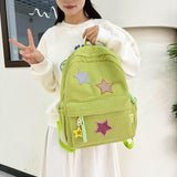 LONGSILVER Star Backpack Kawaii Large Capacity Aesthetic Rucksack Cute Accessories Bag for Woman Light - hearted Mori (Green,Large)