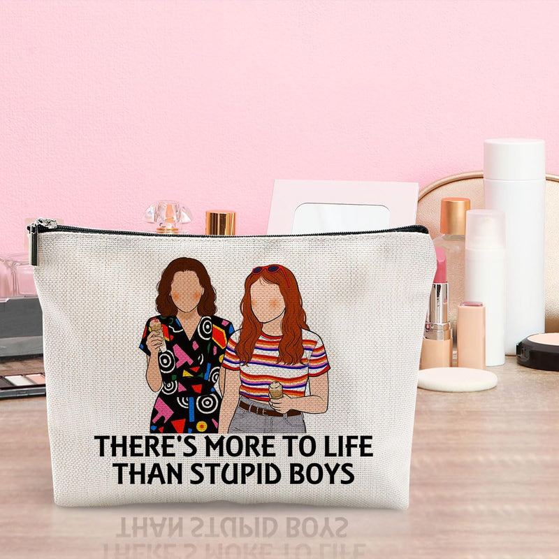 LONGXIN Stranger Merch Makeup Bag Horror Movie Fams Gift Cosmetic Bag Birthday Christmas Gifts for Women Girls Scary Movie Lovers There's More To Life Than Stupid Boys