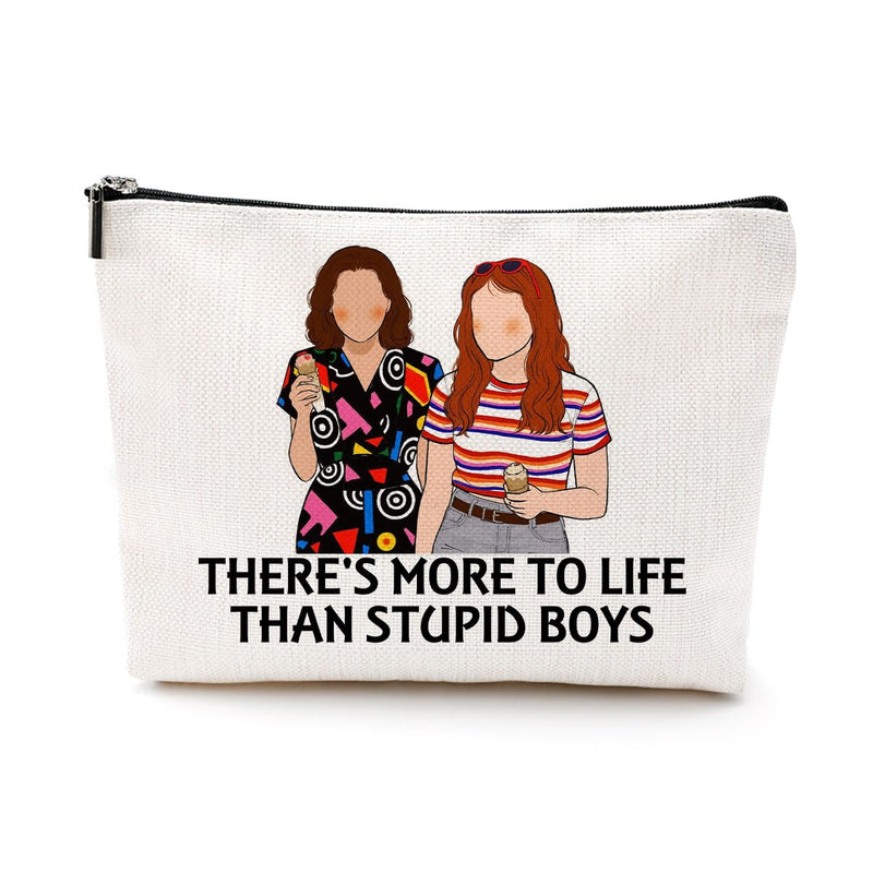 LONGXIN Stranger Merch Makeup Bag Horror Movie Fams Gift Cosmetic Bag Birthday Christmas Gifts for Women Girls Scary Movie Lovers There's More To Life Than Stupid Boys