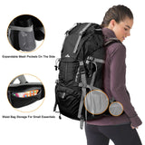 Loowoko 50L Hiking Backpack, Waterproof Camping Essentials Bag with Rain Cover, 45+5 Liter Lightweight Backpacking Back Pack