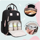 LORADI 18 Pockets Large Diaper Bag Backpack with 4 Insulated Pockets and Stroller Clips, Baby Shower Essentials (Black, Large)