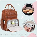 LORADI 18 Pockets Large Diaper Bag Backpack with 4 Insulated Pockets and Stroller Clips, Baby Shower Essentials (Brown, Large)