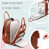 LORADI 18 Pockets Large Diaper Bag Backpack with 4 Insulated Pockets and Stroller Clips, Baby Shower Essentials (Brown, Large)