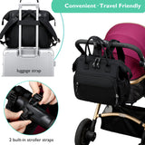 LORADI Large Diaper Bag Tote, 14 Pockets Stylish Baby Bag with Stroller Clips and 3 Insulated Pockets, Baby Shower Essentials(Black, Large)