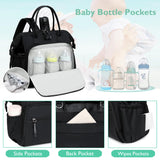 LORADI Large Diaper Bag Tote, 14 Pockets Stylish Baby Bag with Stroller Clips and 3 Insulated Pockets, Baby Shower Essentials(Black, Large)