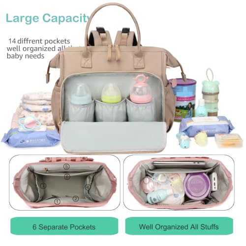 LORADI Large Diaper Bag Tote (Mocha, Large-20L)