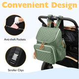 LORADI Lightweight Diaper Bag Backpack with Stroller Clips, Insulated Pockets, Baby Shower Essentials (Classic, Green)