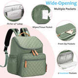 LORADI Lightweight Diaper Bag Backpack with Stroller Clips, Insulated Pockets, Baby Shower Essentials (Classic, Green)