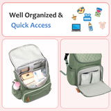 LORADI Lightweight Diaper Bag Backpack with Stroller Clips, Insulated Pockets, Baby Shower Essentials (Classic, Green)