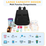 LORADI Lightweight Diaper Bag Backpack with Stroller Clips, Insulated Pockets, Baby Shower Essentials (Nylon, Black)