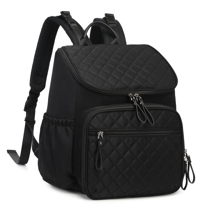 LORADI Lightweight Diaper Bag Backpack with Stroller Clips, Insulated Pockets, Baby Shower Essentials (Nylon, Black)