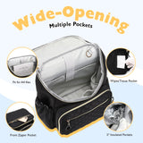 LORADI Lightweight Diaper Bag Backpack with Stroller Clips, Insulated Pockets, Baby Shower Essentials (Nylon, Black)