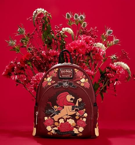 Loungefly Harry Potter Gryffindor House Floral Tattoo Mini Backpack