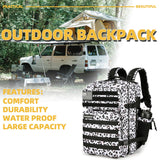 Lovelinks21 25L Tactical Backpack Military Tactical Backpack for Men and Women Small Assault Pack Outdoor Travel Hiking Camping Rucksack with Molle Webbing (White Leopard)