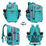 Lovelinks21 25L Tactical Military Backpack Small Travel Rucksack for Men and Women Assault Pack Bug Out Bag Molle Daypack Gym Backpack with Bottle Holder (Neon Teal)