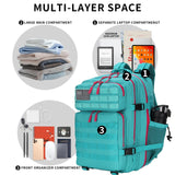 Lovelinks21 25L Tactical Military Backpack Small Travel Rucksack for Men and Women Assault Pack Bug Out Bag Molle Daypack Gym Backpack with Bottle Holder (Neon Teal)