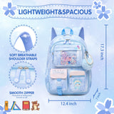 Lovely Girls Backpack School Bag for Students Kids Book Bag with Multiple Pockets Splash - proof Children's Backpack（17inch Blue）