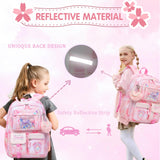 Lovely Girls Backpack School Bag for Students Kids Book Bag with Multiple Pockets Splash - proof Children's Backpack（17inch Pink）