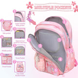 Lovely Girls Backpack School Bag for Students Kids Book Bag with Multiple Pockets Splash - proof Children's Backpack（17inch Pink）